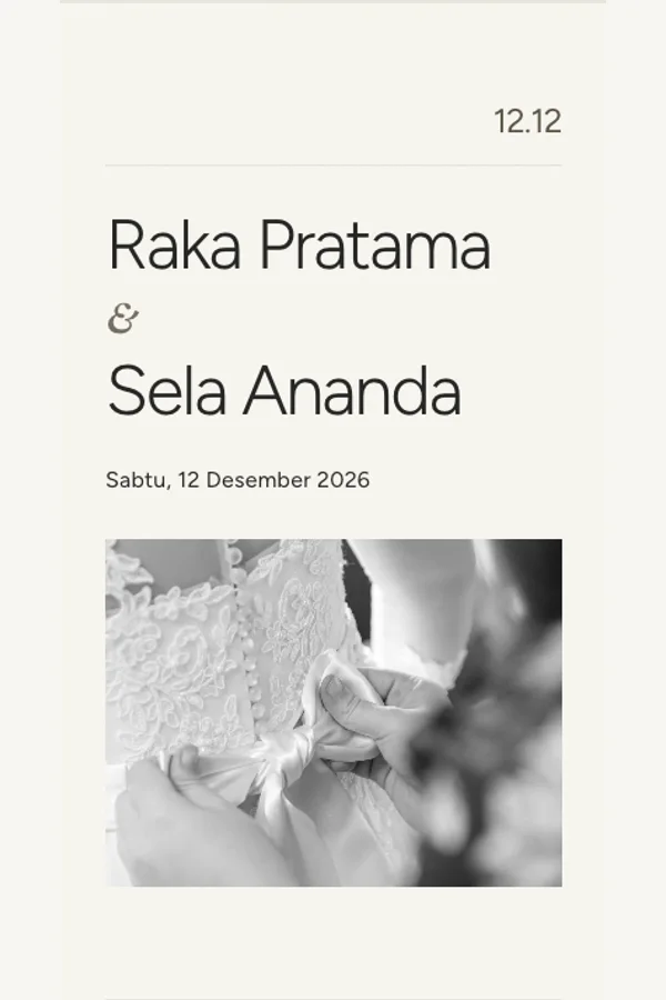 Cuplikan undangan Modern Vows dengan data contoh